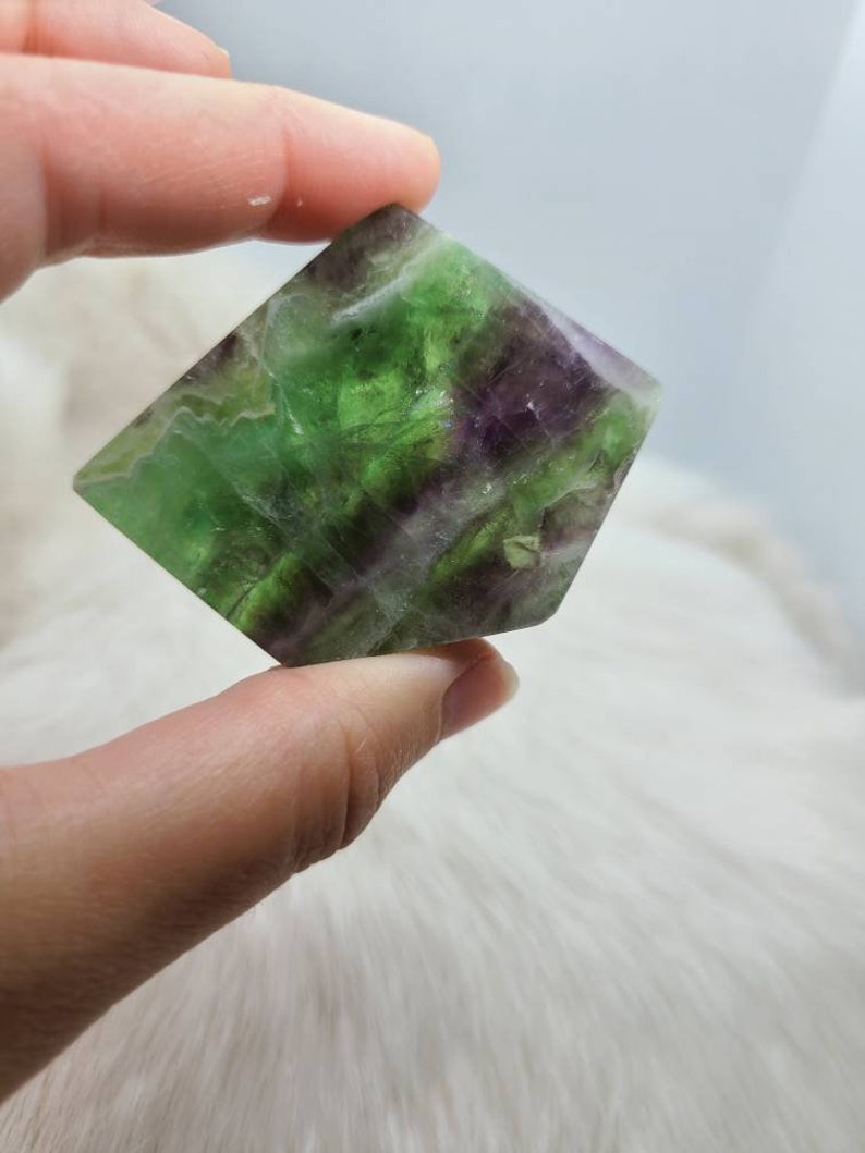 Banded Fluorite Slab Green and Purple Fluorite Polished Fluorite Slab High Polished Fluorite Fluorite Specimen image 4