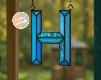 Letra H con patrón de vitral: Plantilla de alfabeto DIY (Descarga digital)