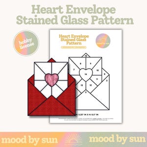 Stained Glass Pattern Heart Envelope Digital Download DIY Stained Glass Template Hobby License