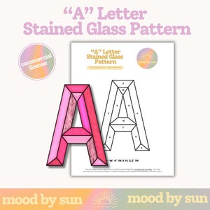 Stained Glass Pattern Letter A Alphabet Pattern Digital Download DIY Stained Glass Template Commercial License