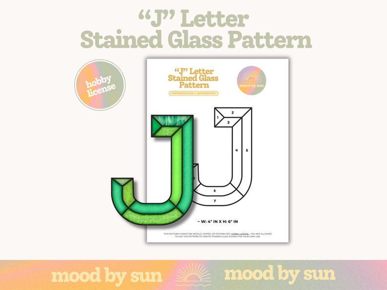 Stained Glass Letter J Pattern: DIY Alphabet Template Digital Download ...