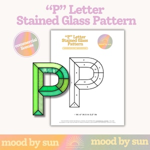 Stained Glass Pattern Letter P Alphabet Pattern Digital Download DIY Stained Glass Template Commercial License