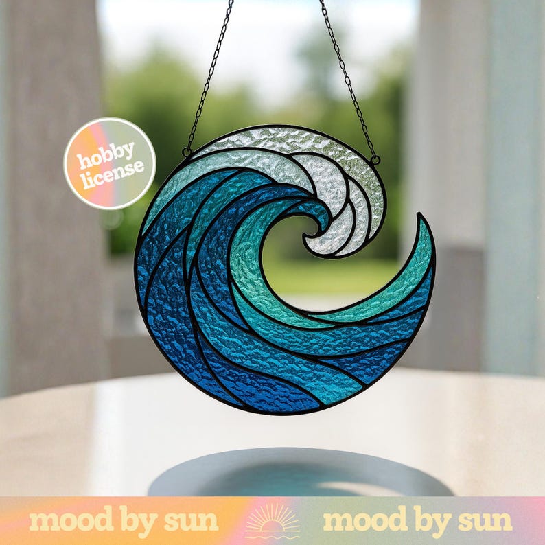 Wave Water Stained Glass Pattern DIY Template (digital Download) - Etsy