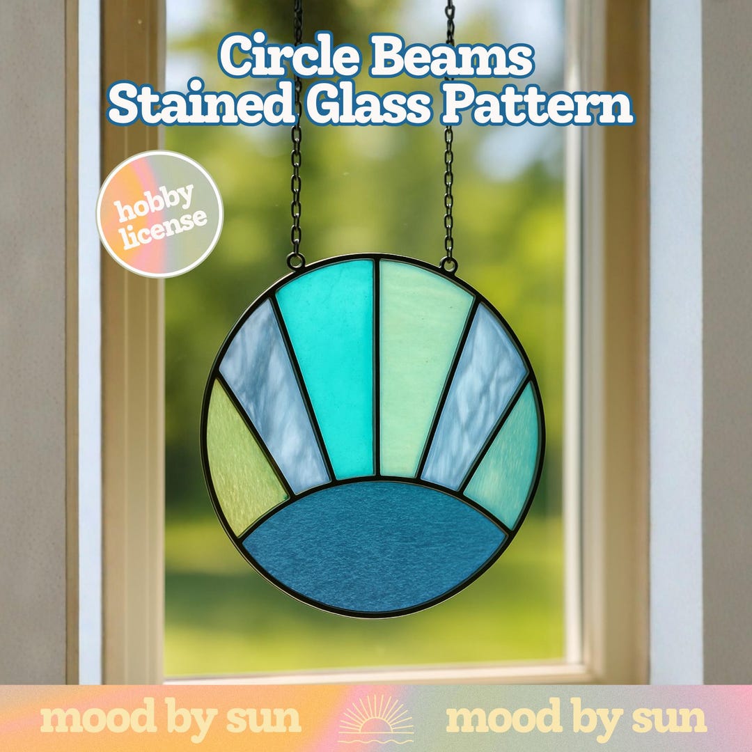 Circle Beams Stained Glass Pattern: Suncatcher DIY Template Digital ...