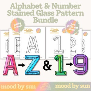 Alphabet and Letter Stained Glass Pattern Bundle Letter Stained Glass Patterns Digital Download DIY Stained Glass Template Hobby License