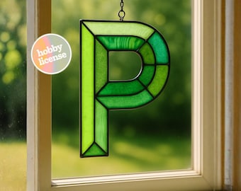 Letra P con patrón de vitral: Plantilla de alfabeto DIY (Descarga digital)