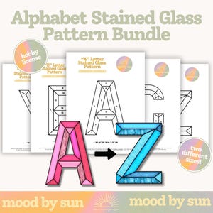 Alphabet Stained Glass Pattern Bundle Letter Stained Glass Patterns Digital Download DIY Stained Glass Template Hobby License