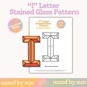 Stained Glass Pattern Letter I Alphabet Pattern Digital Download DIY Stained Glass Template Commercial License