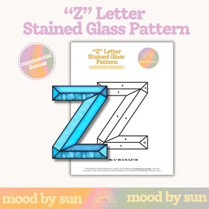 Stained Glass Pattern Letter Z Alphabet Pattern Digital Download DIY Stained Glass Template Commercial License