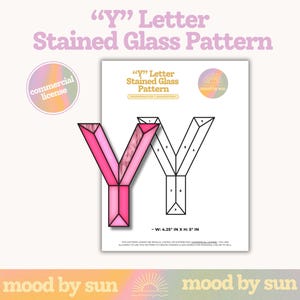Stained Glass Pattern Letter Y Alphabet Pattern Digital Download DIY Stained Glass Template Commercial License