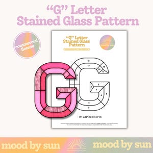 Stained Glass Pattern Letter G Alphabet Pattern Digital Download DIY Stained Glass Template Commercial License
