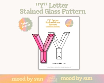 Letra Y con patrón de vitral: Plantilla de alfabeto DIY (Descarga digital)