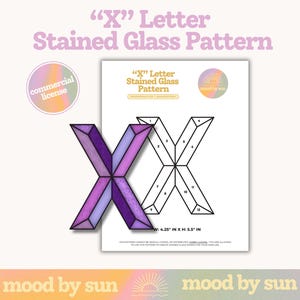 Stained Glass Pattern Letter X Alphabet Pattern Digital Download DIY Stained Glass Template Commercial License