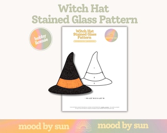 Witch Hat Stained Glass Pattern - Fall Halloween Suncatcher Template (PDF Download)