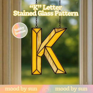 Stained Glass Pattern: Letter K Template Digital Download