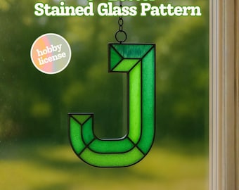 Patrón de letra J para vitral: Plantilla digital para crear tu propio alfabeto