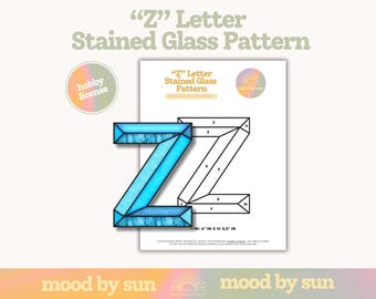Letra Z con patrón de vitral: Plantilla de alfabeto DIY (Descarga digital)