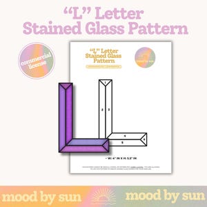 Stained Glass Pattern Letter L Alphabet Pattern Digital Download DIY Stained Glass Template Commercial License