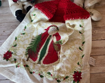 Hanging Christmas Kitchen Hand Towel with Santa