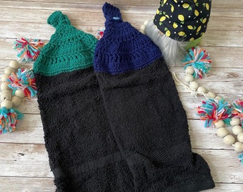 Solid Black Hanging Kitchen Hand Towel