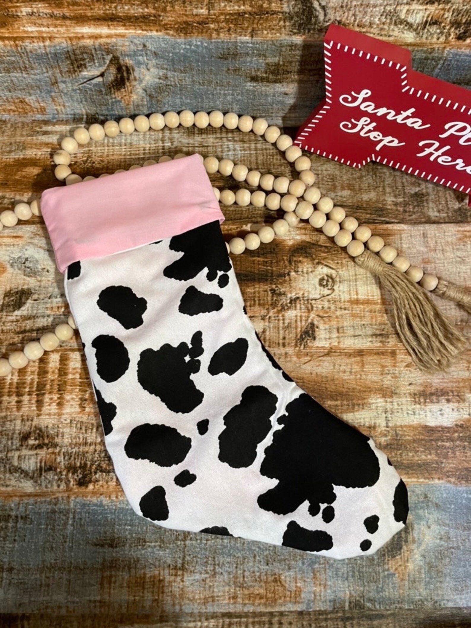 Personalized Custom Cow Print Christmas Stocking Etsy