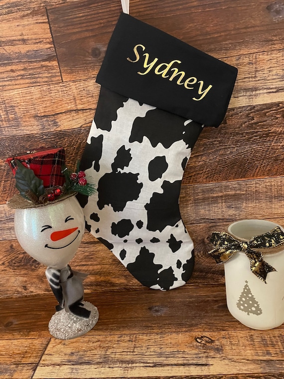 Personalized Custom Cow Print Christmas Stocking Etsy