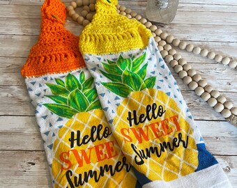 Hanging Decorative Pineapple Hello Summer Kitchen Hand Towel