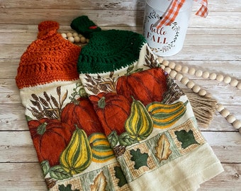Hanging Fall Pumpkin Themed Decorative Kitchen Hand Towel