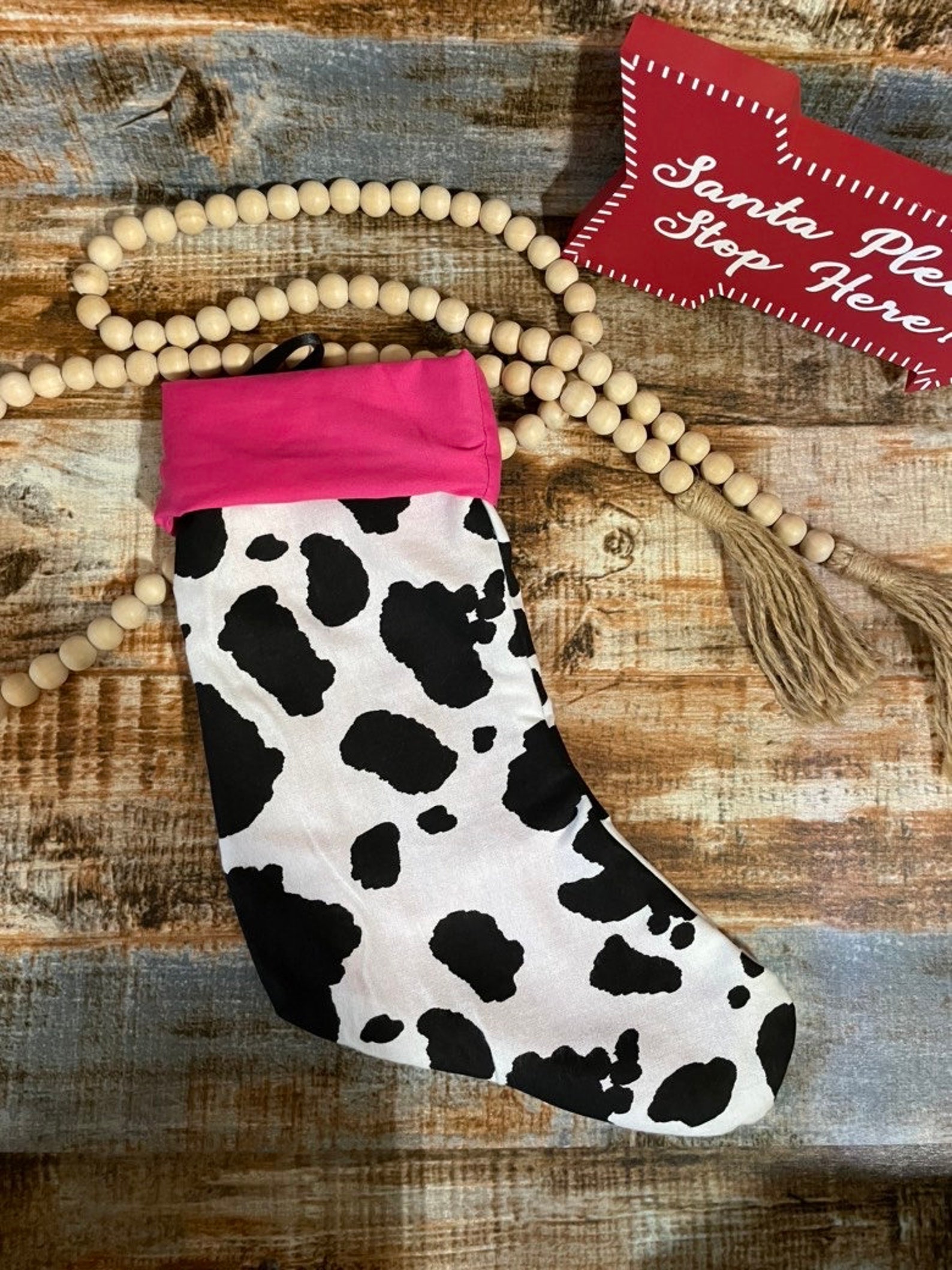 Personalized Custom Cow Print Christmas Stocking Etsy