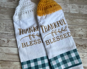 Hanging Thankful And Blessed Decorative Hand Towel