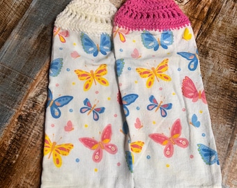 Hanging Spring or Summer Butterfly Themed Decorative Kitchen Hand Towel