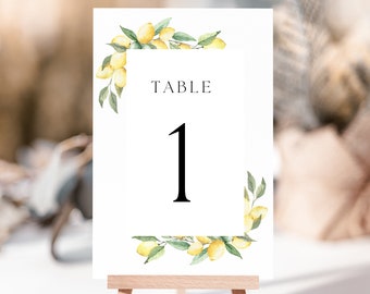 Personalised Table Numbers | Wedding Table Numbers Lemon Wedding Reception | Reception Table Numbers | Limoncello Collection | Lemons