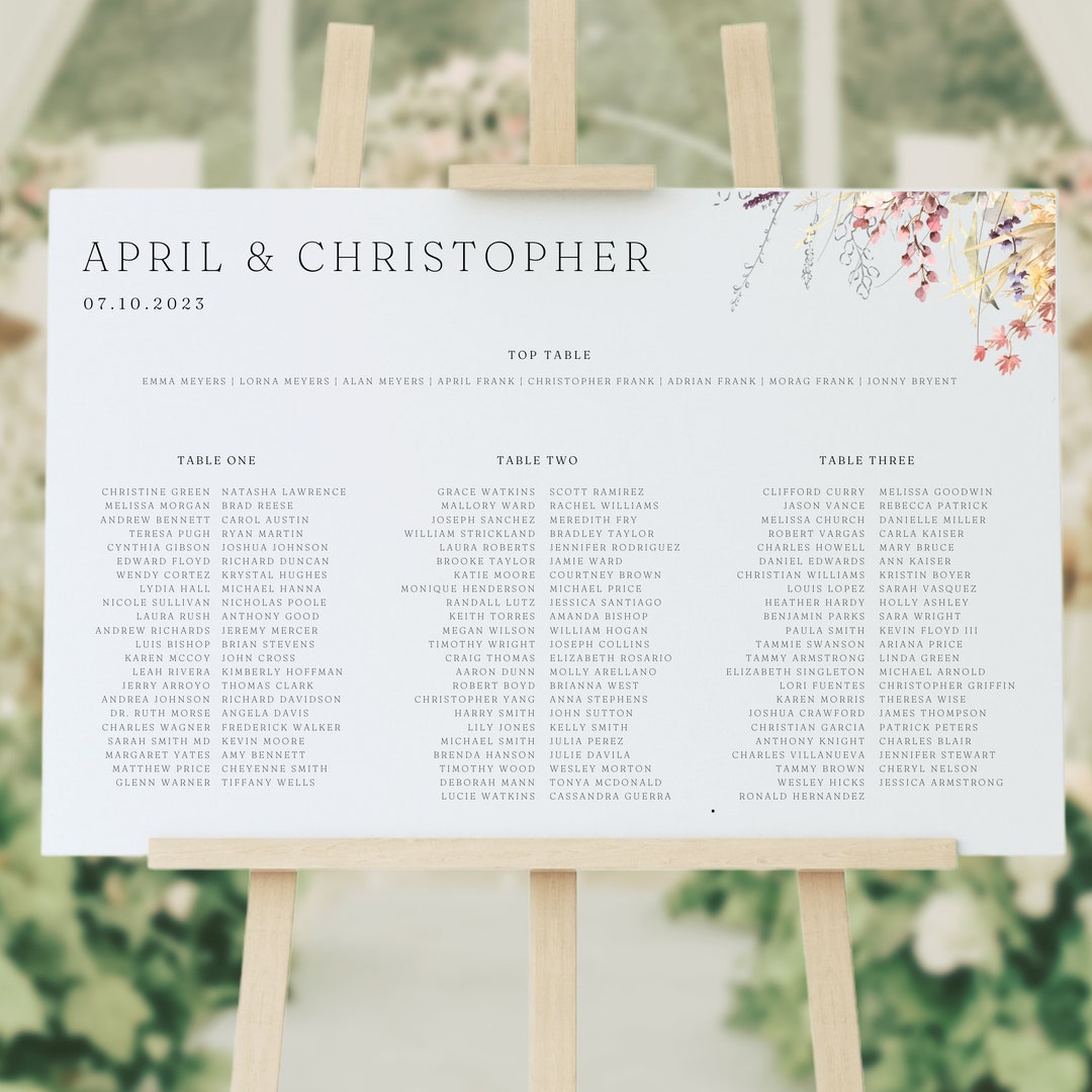 Rustic Wedding Wedding Seating Plan Floral Wedding Table Etsy