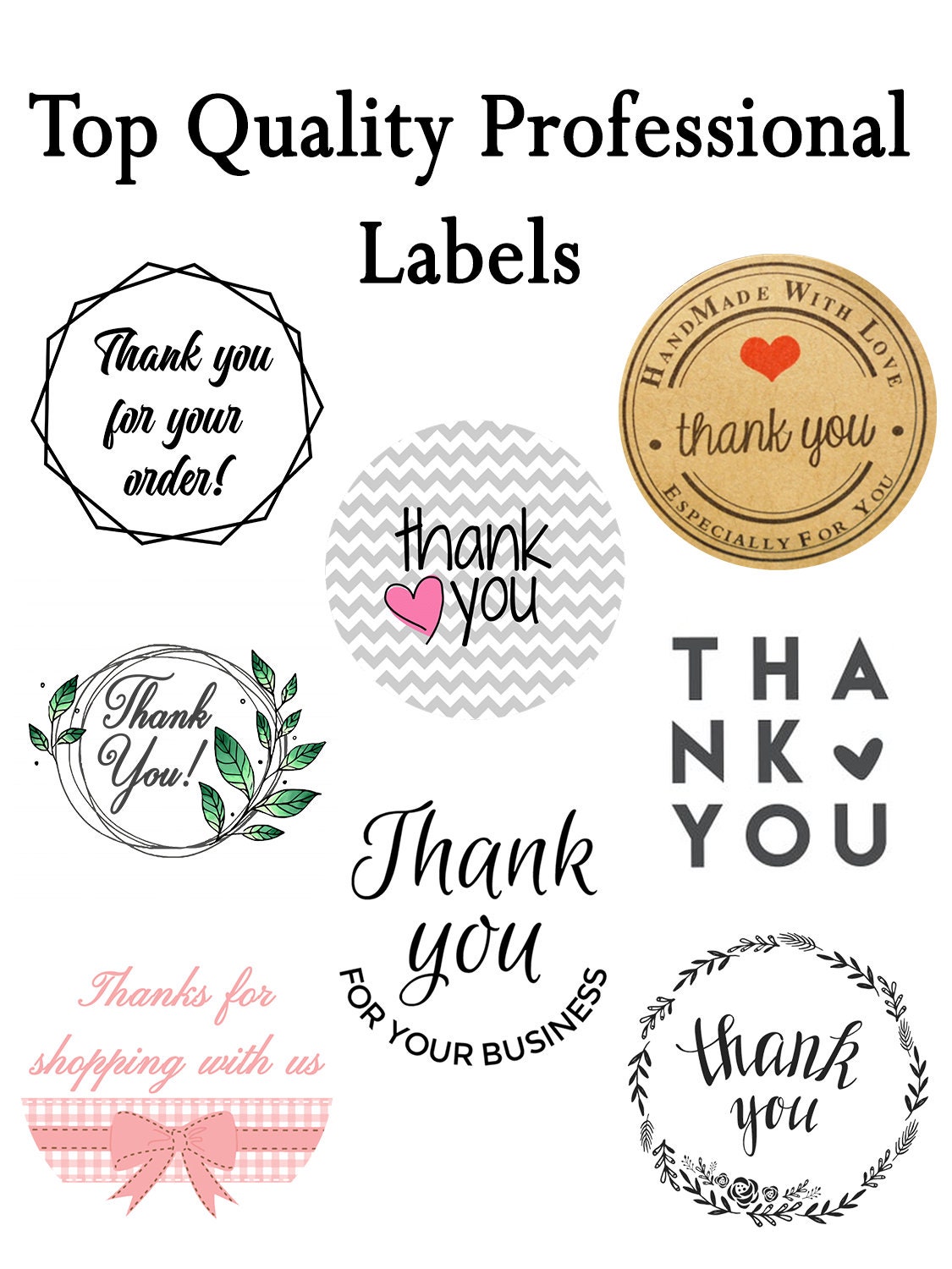Thank you Labels 37mm 35 labels per A4 sheet Circle Thank | Etsy