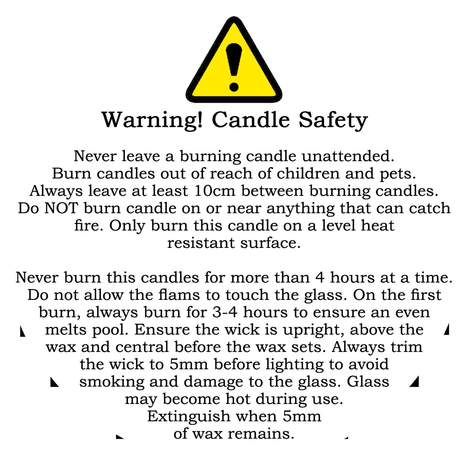 Candle Safety Warning 40mm Circle General Product Safety Etsy