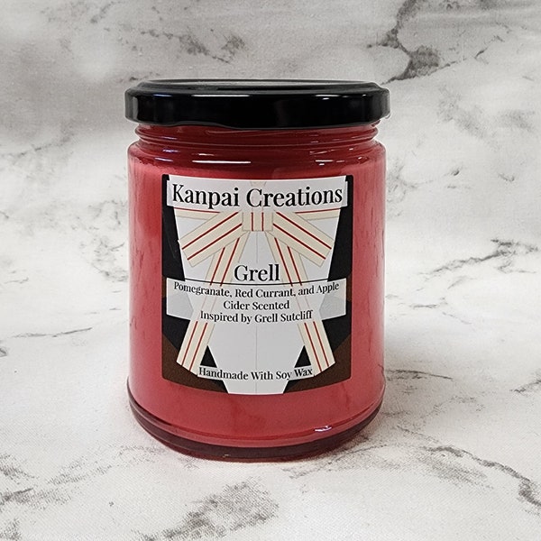 Grell, Pomegranate, Red Currant, and Apple Cider Scented, Anime Inspired Candle