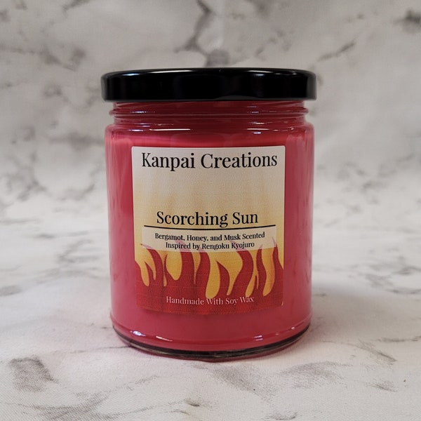 Scorching Sun, Bergamot Honey and Musk Scented, Anime Candle