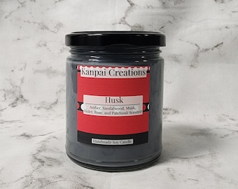 Husk, Amber, Sandalwood, Musk, Violet, Rose, and Patchouli Scented, Character Inspired Candle