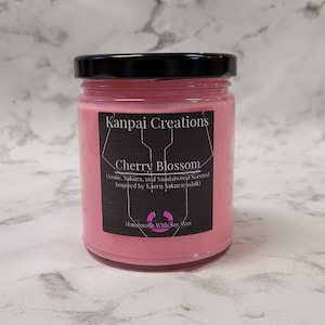 Cherry Blossom, Ozone, Sakura, and Sandalwood Scented, Anime Inspired Candle