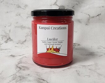 Lucifer, Apples, Sugar, Ozone, Smoke, Patchouli Scented, Character Inspired Candle