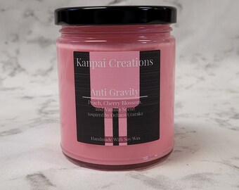 Anti Gravity , Peach Cherry Blossom and Vanilla Scented , Anime Soy Candle