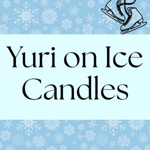 Candele in cera di soia ispirate al pattinaggio sul ghiaccio e agli anime.
