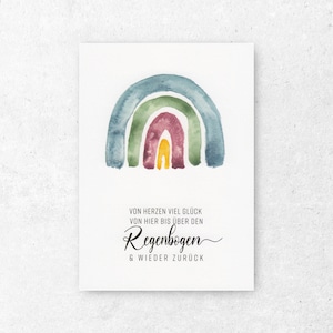 Regenbogen Grußkarte Postkarte Glückwunschkarte Geburtstagskarte, mit Liebe, von Herzen Alles Liebe, von hier bis, Aquarell,Ostern,Muttertag