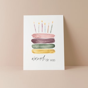 WÜNSCH DIR WAS Grußkarte, Geburtstagskarte, Postkarte, Glückwunschkarte, Kerzen, von Herzen, viel Glück, Alles Liebe, Ostern, Muttertag