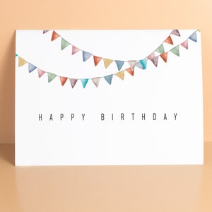 Happy Birthday Geburtstagskarte, Grußkarte Postkarte Glückwunschkarte, Herzlichen Glückwunsch, Alles Gute, Dreieckskonfetti, viel Glück