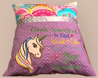 Personalised embroidered Reading pillow