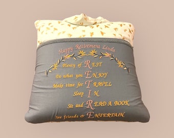 Reading Pillow,Book Pillow with pocket,Embroidered personalised cushion,retirement  gift for Book Lover,Reading Cushion