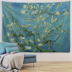 Van Gogh Almond Blossom Tapestry Oil Painting Floral Nature Landscape Wall Art Tapestry Decor Bedroom Dorm  | Modern Art Wall Hanging