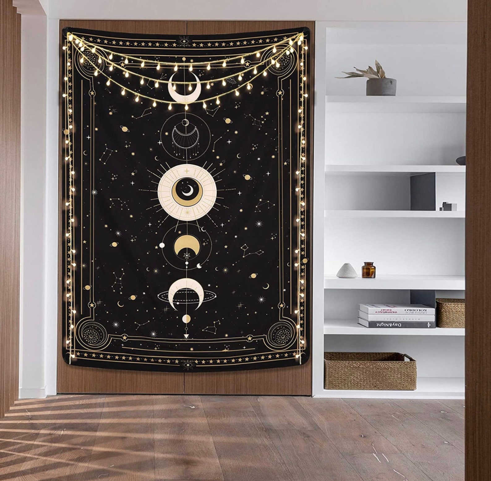 Psychedelic retro moon phase wall tapestry Mysterious Starry | Etsy