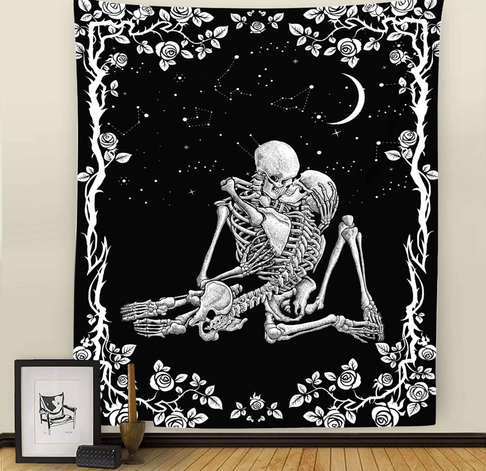 Skull Tapestryskeleton Tapestry Bed Room Decor the Kissing Etsy UK